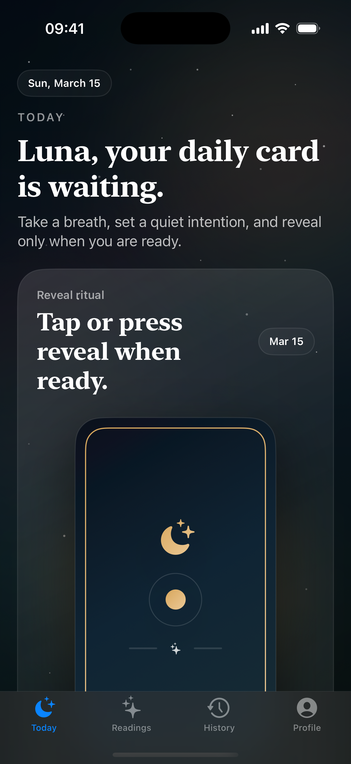 The daily card before reveal.